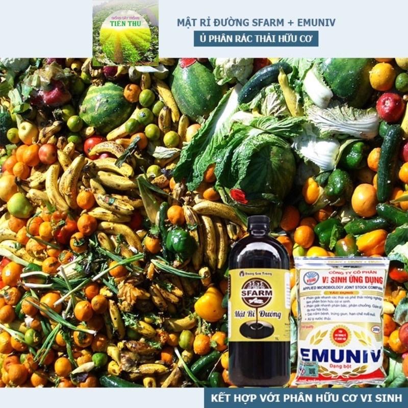 COMBO-CHẾ PHẨM VI SINH EMUNIV VÀ MẬT RỈ ĐƯỜNG Ủ PHÂN VÀ XỬ LÝ RÁC THẢI HỮU CƠ