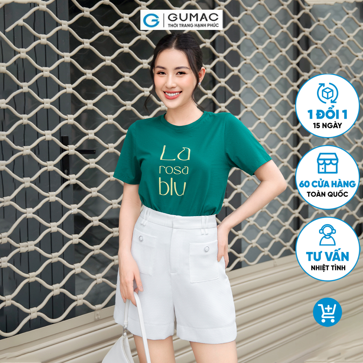 [BST MỚI THÁNG 9] Áo thun nữ tay ngắn in chữ dày dặn trẻ trung thoải mái GUMAC LATD0902