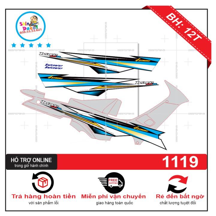Tem rời wave nhỏ đời đầu 100 R dán xe bạc