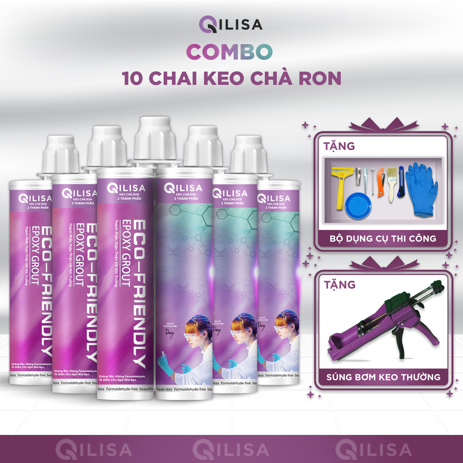 Keo Chà Ron Qilisa, Combo 10 Chai Keo Epoxy 2 Thành Phần 400ml ( Chống Thấm - Bám Bụi)