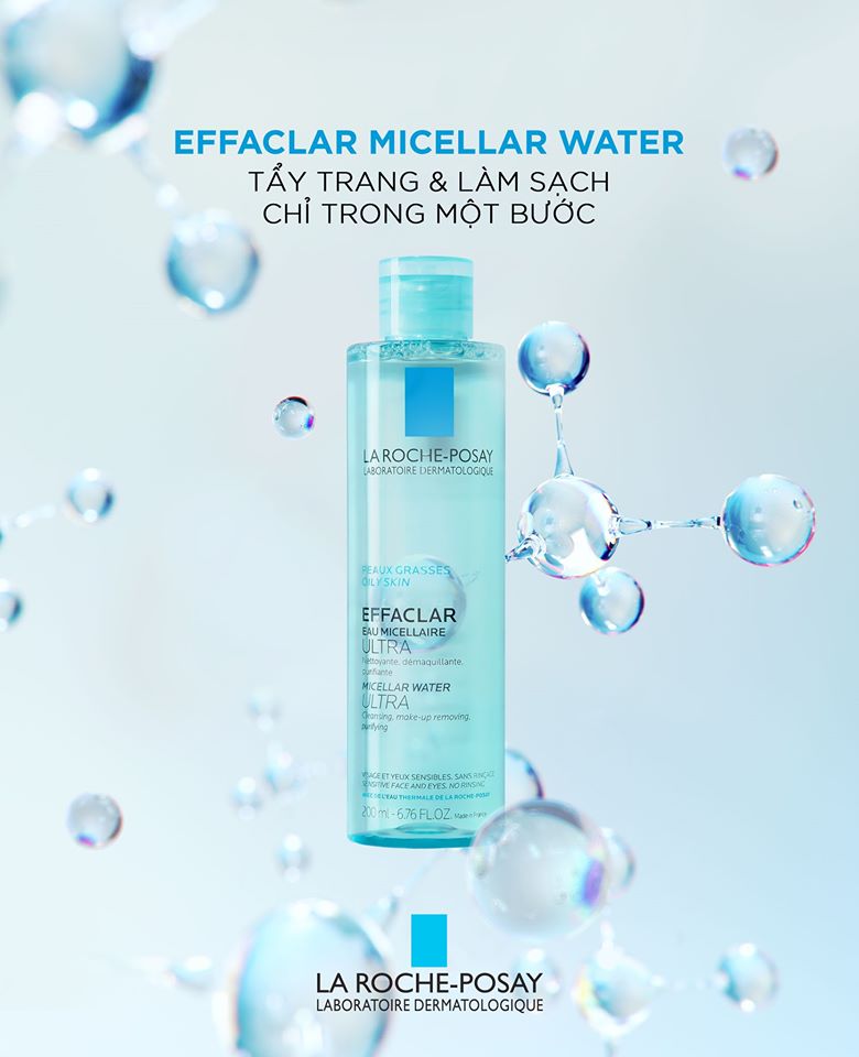 Nước Tẩy Trang Làm Sạch Sâu & Kiểm Soát Bã Nhờn Cho Da Dầu Nhạy Cảm La Roche-Posay Micellar Water Ultra Oily Skin 200ml + TẶNG MÓC KHÓA