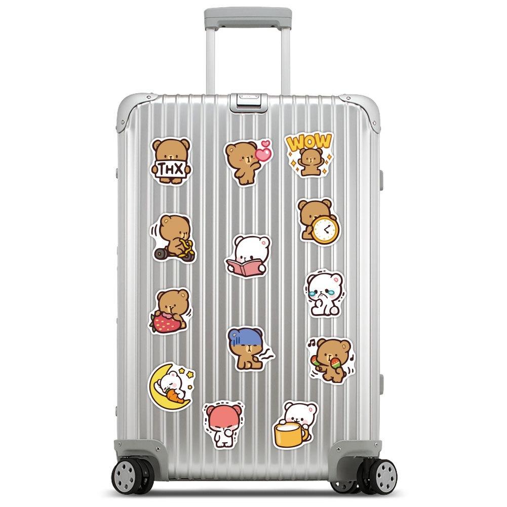 Sticker GẤU NÂU VÀ GẤU TRẮNG CHIBI hoạt hình trang trí mũ bảo hiểm,guitar,ukulele,điện thoại,sổ tay,laptop-mẫu S146