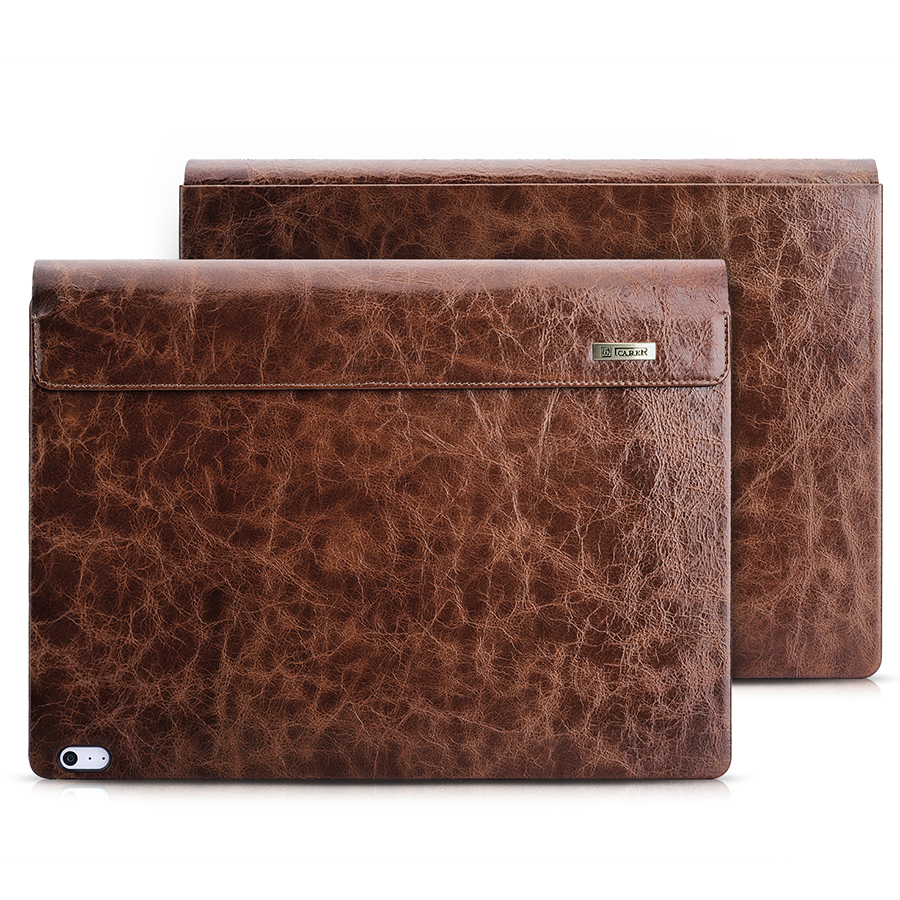 Ốp da dành cho Surface Book ICARER Coffee – Oil Wax Vintage Genuine Leather Detachable Folio Case - Hàng chính hãng