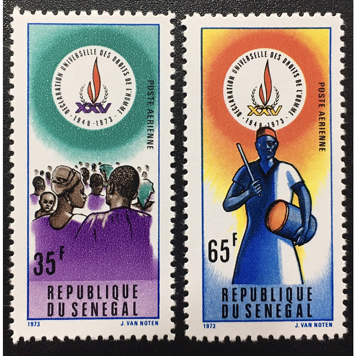 TEM SƯU TẦM SENEGAL PHÁT HÀNH NĂM 1973 2 CON