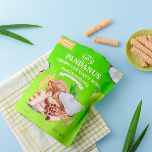 Bánh Kẹo Ăn Vặt Cuộn Dừa Thái Lan Kaew Vị Lá Dứa Thơm Dịu