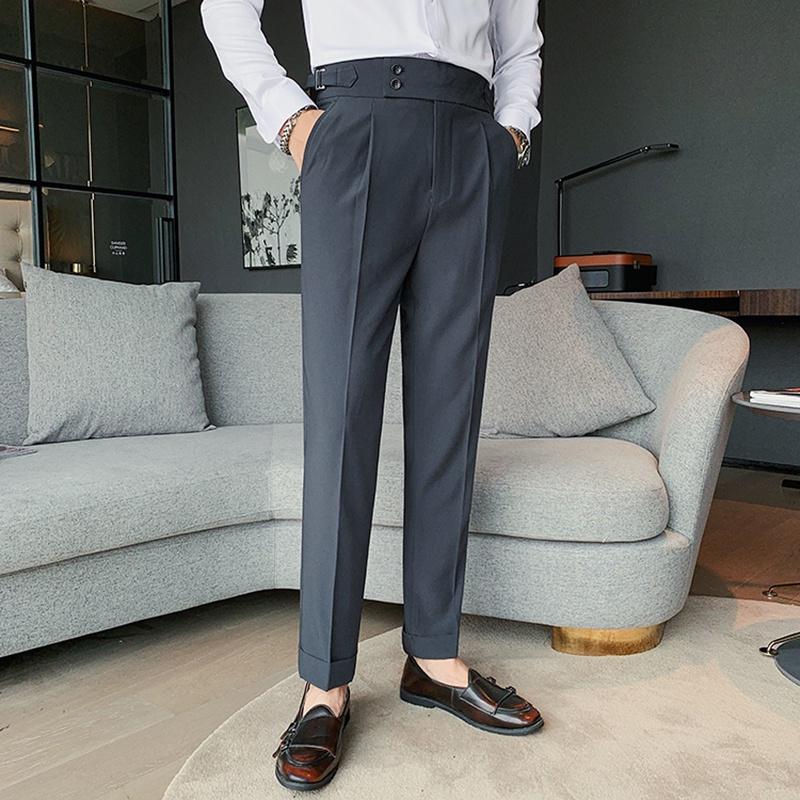 Quần Âu Baggy Nam Ống Đứng Trơn Màu Cạp Cao Phối Đai Khuy Kiểu Mới Thời Trang Zenkonu QUAN NAM 130
