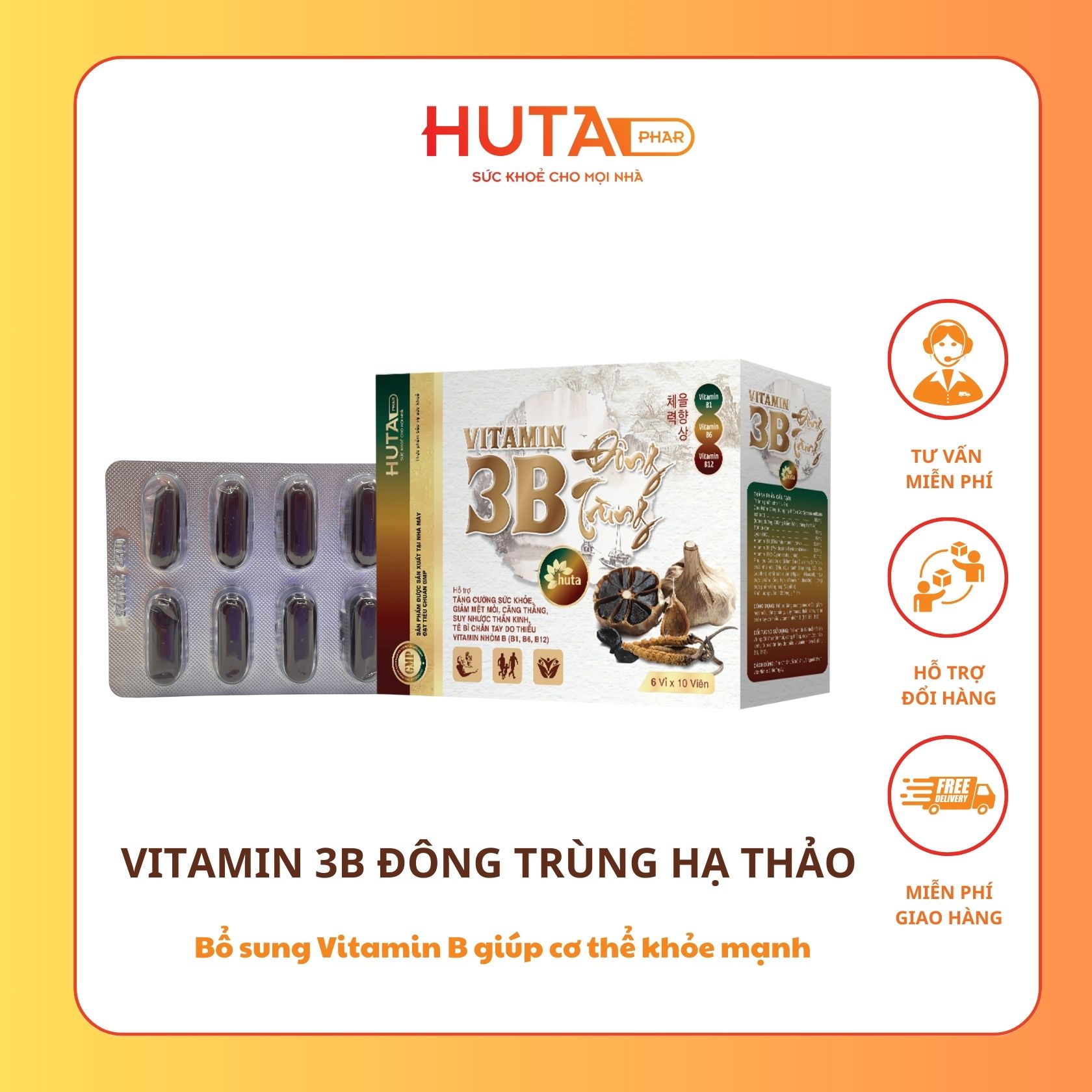 Vitamin 3B Đông trùng hạ thảo bổ sung vitamin B giúp cơ thể khỏe mạnh