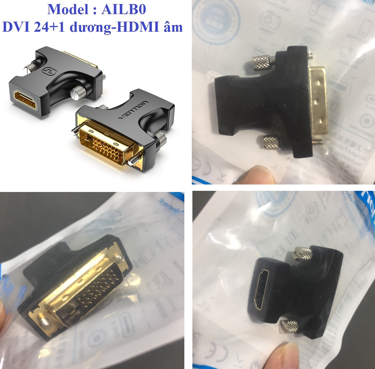 [ DVI 24+1 ra HDMI ] Đầu chuyển DVI 24+1 và HDMI hỗ trợ hai chiều Vention AIKB0 / AILB0 _ Hàng chính hãng