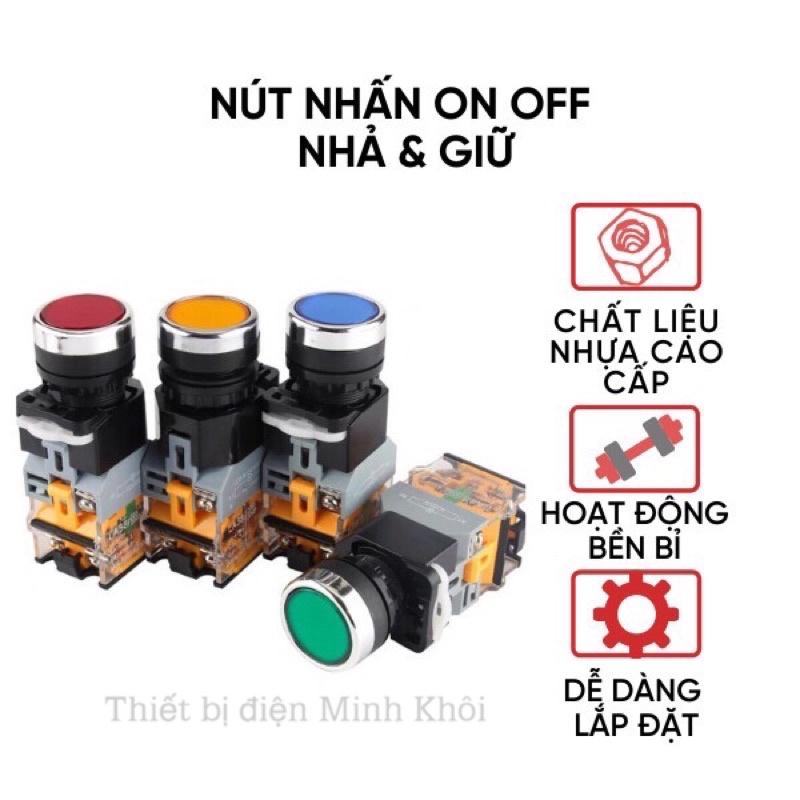 Nút nhấn nhả có đèn phi 22,nút nhấn tủ điện LA38 chống nước