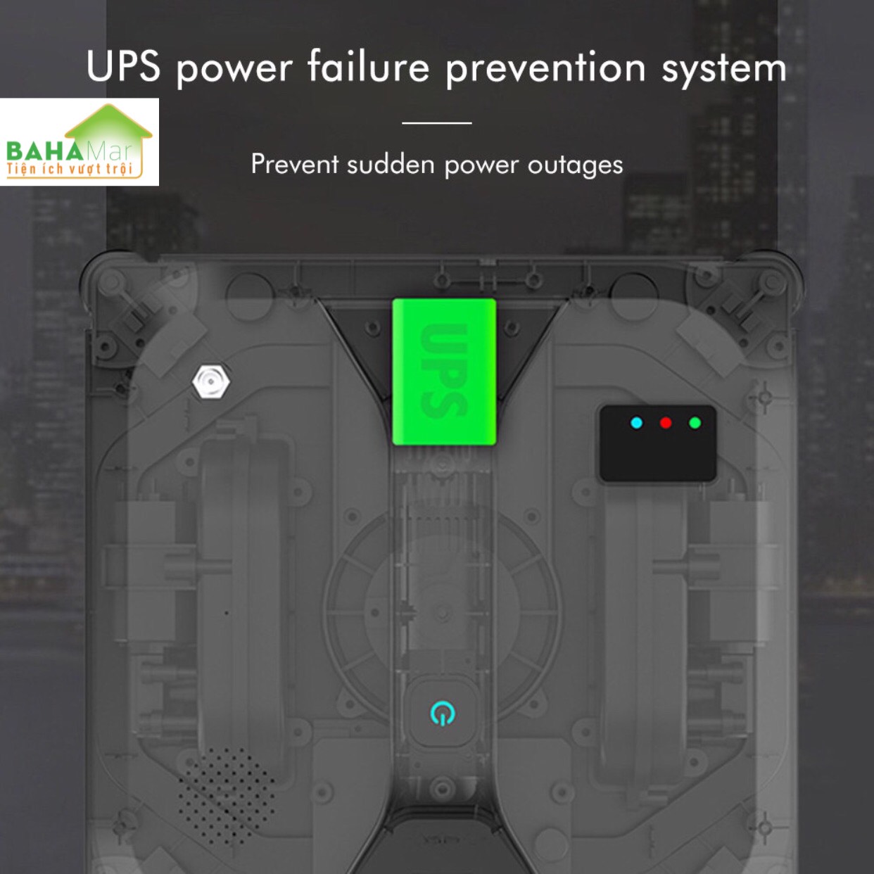 ROBOT THÔNG MINH TỰ ĐỘNG CẢM BIẾN LAU KÍNH, TƯỜNG ỐP CAO - TỰ ĐỘNG PHUN XỊT NƯỚC "BAHAMAR" thông minh tránh chướng ngại vật có điều khiển từ xa  Tự động hút bám kính chống rơi di chuyển hút chân không lau kính