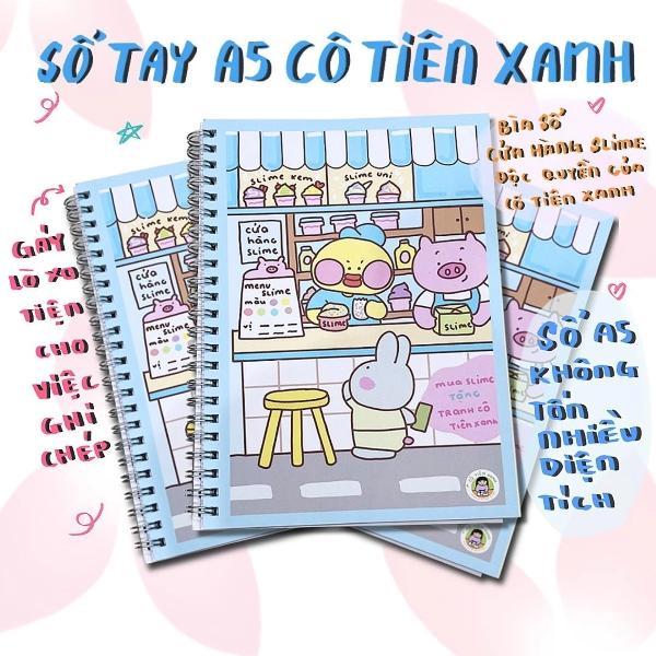 Sổ Tay Lò Xo A5 Kẻ Ô Vuông 100 Trang 100gsm - Cô Tiên Xanh - Cửa Hàng Slime