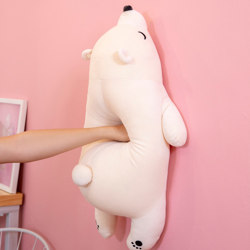 Gấu Bông Gấu Bắc Cực Ice Bear Nằm Dễ Thương Mềm Mịn Mẫu Mới (35cm---&gt;65cm) Gối Ôm Gấu Bắc Cực Nằm Hàng Cao Cấp Vải Miniso 4 Chiều Co Giãn Êm Ái