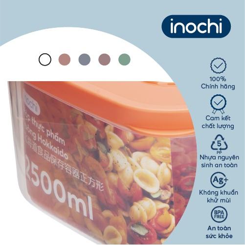 Bộ 3 hộp thực phẩm vuông Inochi - Hokkaido 750-1500-2500ml