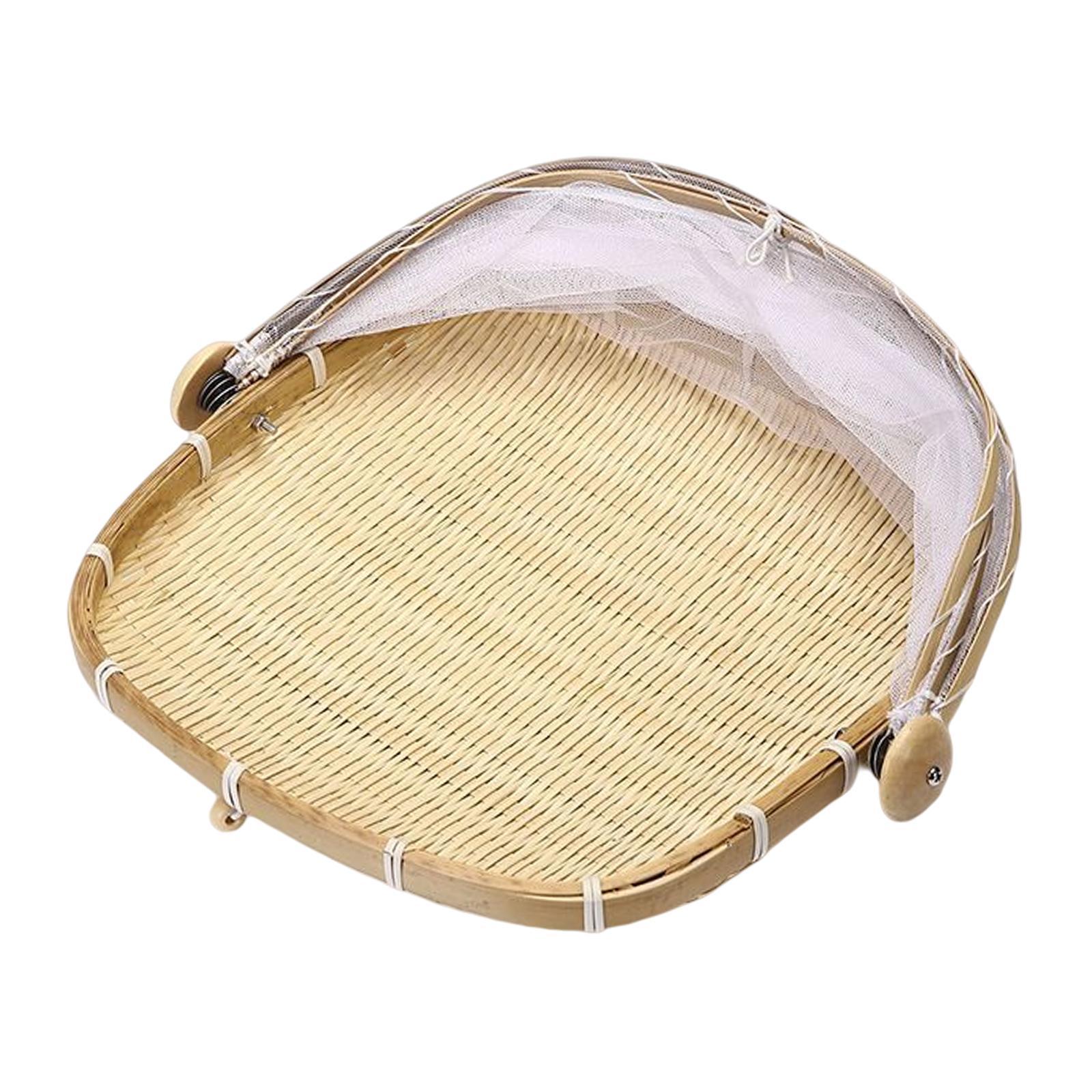 Food Serving Tent Basket Food Storage Basket with Mesh Gauze Cover for Fruit