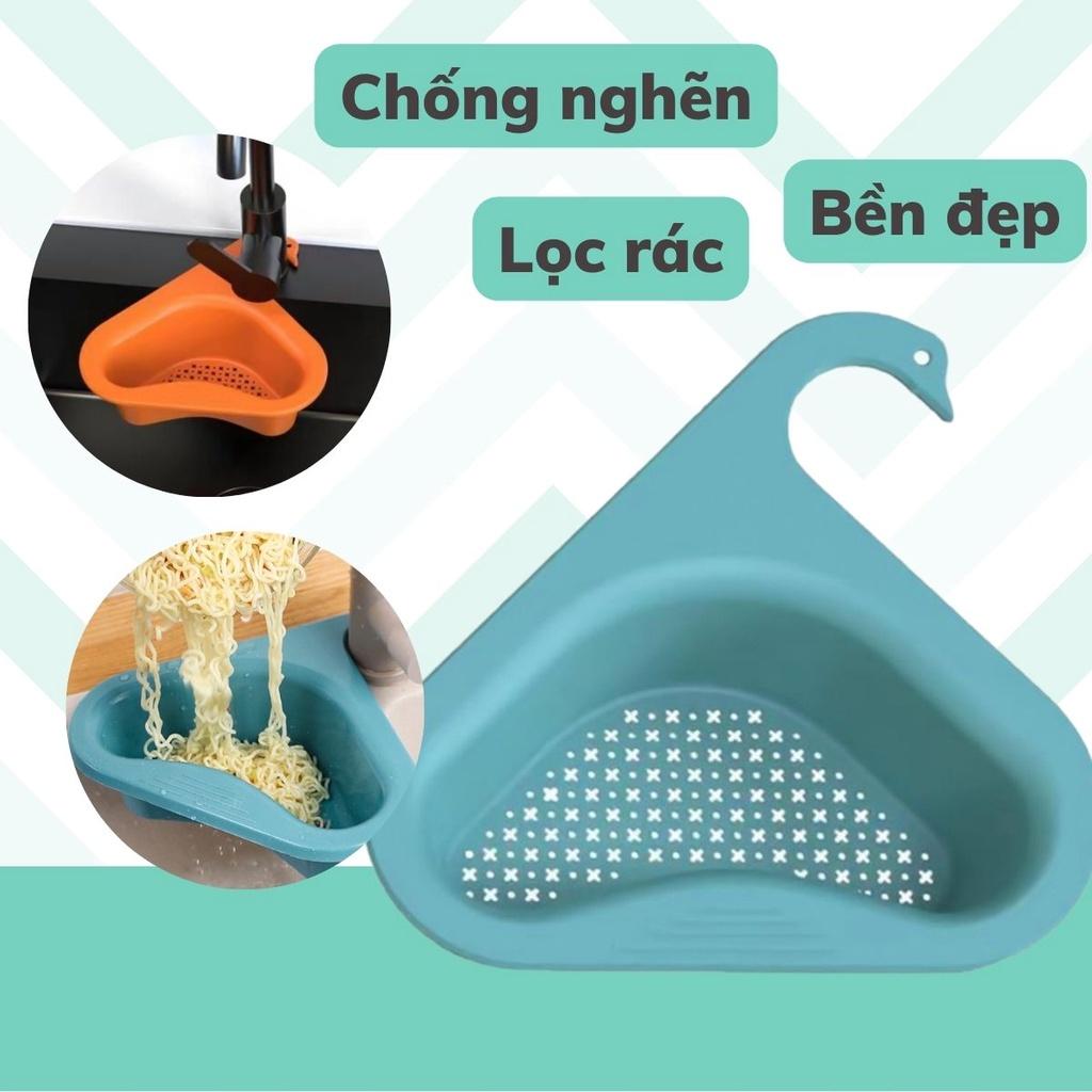 Khay Nhựa Gác Bồn Rửa Bát - Khay Lọc Rác - Khay Đựng Dụng Cụ Rửa Chén Bát Nhà Bếp Có Móc Hình Thiên Nga Đa Năng