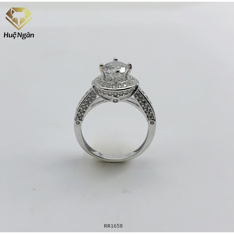 Nhẫn bạc 925 Huệ Ngân - 4 Chấu viền đá xinh 6 li RR1658