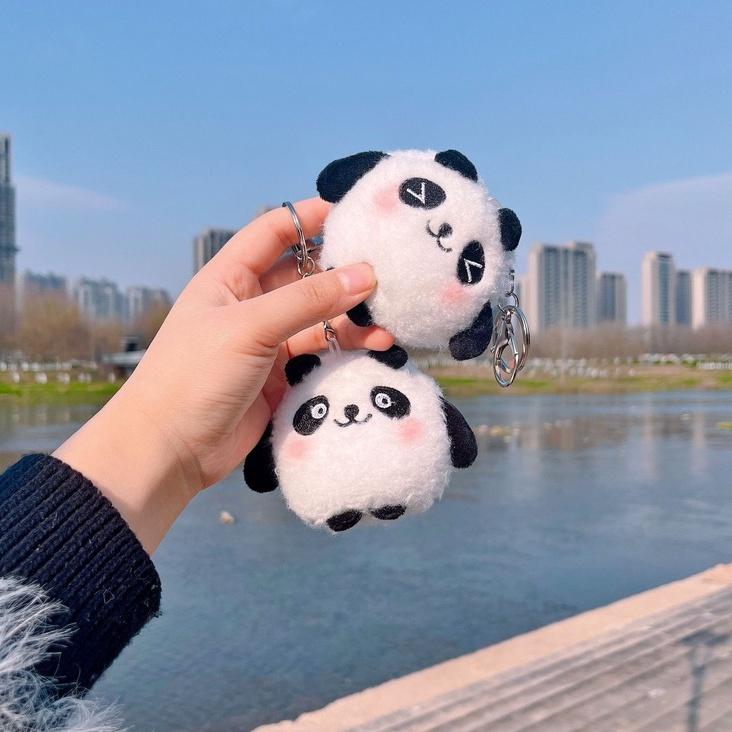 Móc khóa thú bông Panda Dun Dun gấu trúc dễ thương 2 biểu cảm kích thước 5cm