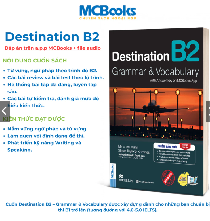 Sách - Trọn Bộ Giáo Trình Tiếng Anh Destination Grammar &amp; Vocabulary B1, B2, C1&amp;C2 - MCBooks