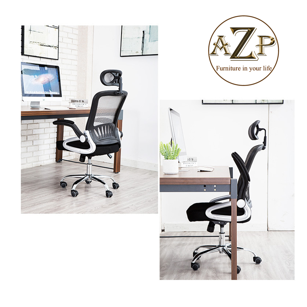 Ghế Giám Đốc, Ghế Văn Phòng AZP FURNITURE Ergonomic AZP-9931 XÁM - Nhóm Lươi Thoáng Mát, Tay Cất Gọn thông minh
