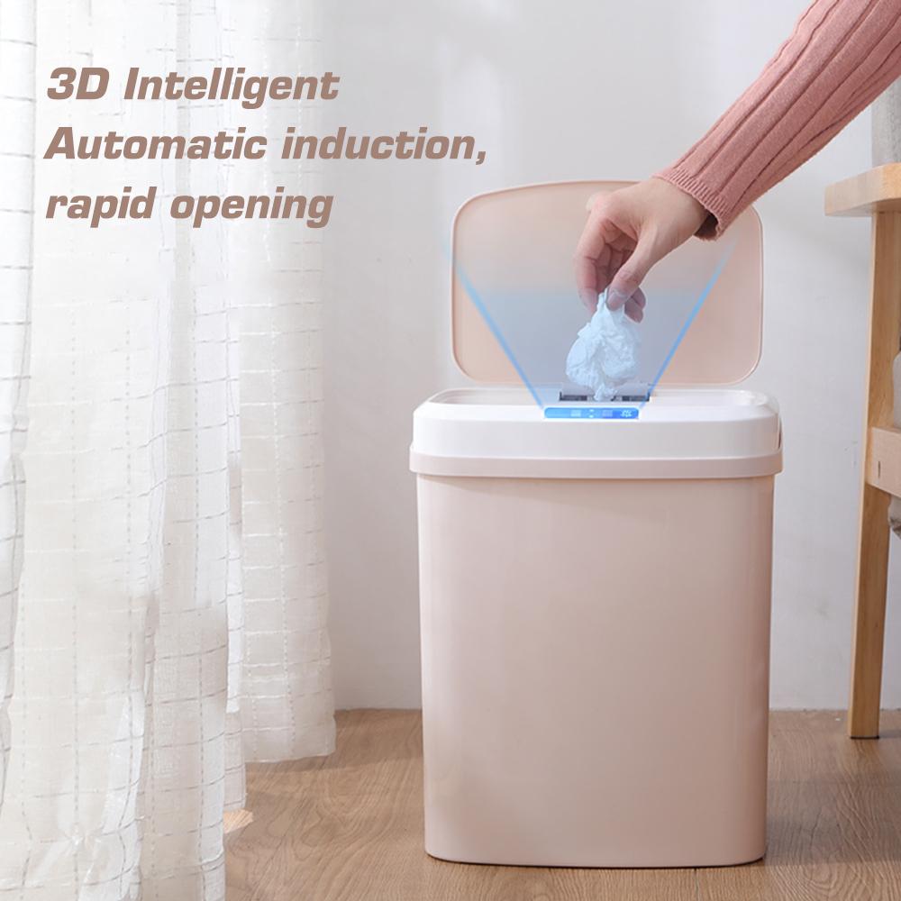 Thùng rác thông minh 15L có nắp cảm biến chuyển động rảnh tay tự động mở khi phát hiện có người đến gần nắp hoặc đập thùng