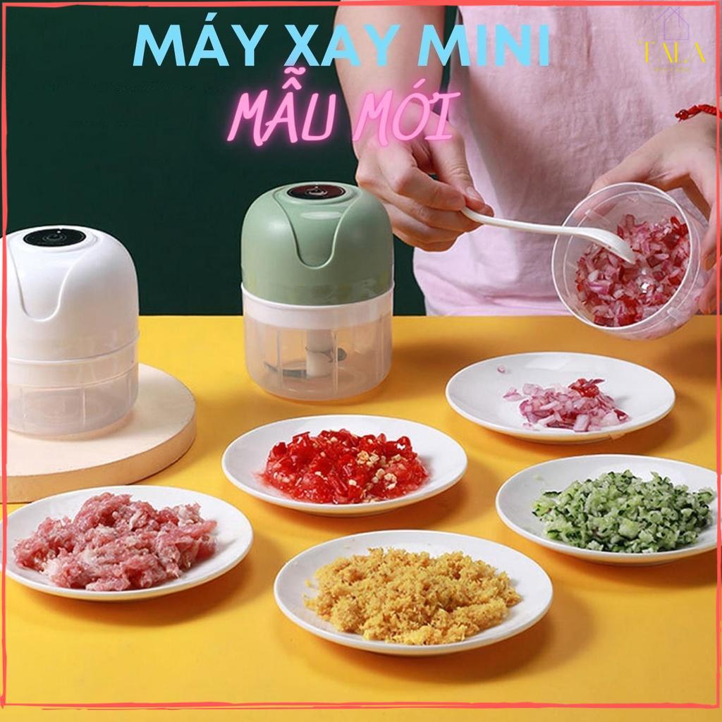 Máy Xay Tỏi Ớt Mini Cầm Tay Dung Tích 250ml Siêu Tiện Lợi - Máy Xay Mini Màu Xanh Phiên Bản Mới Sử Dụng Pin Sạc 1200mAh