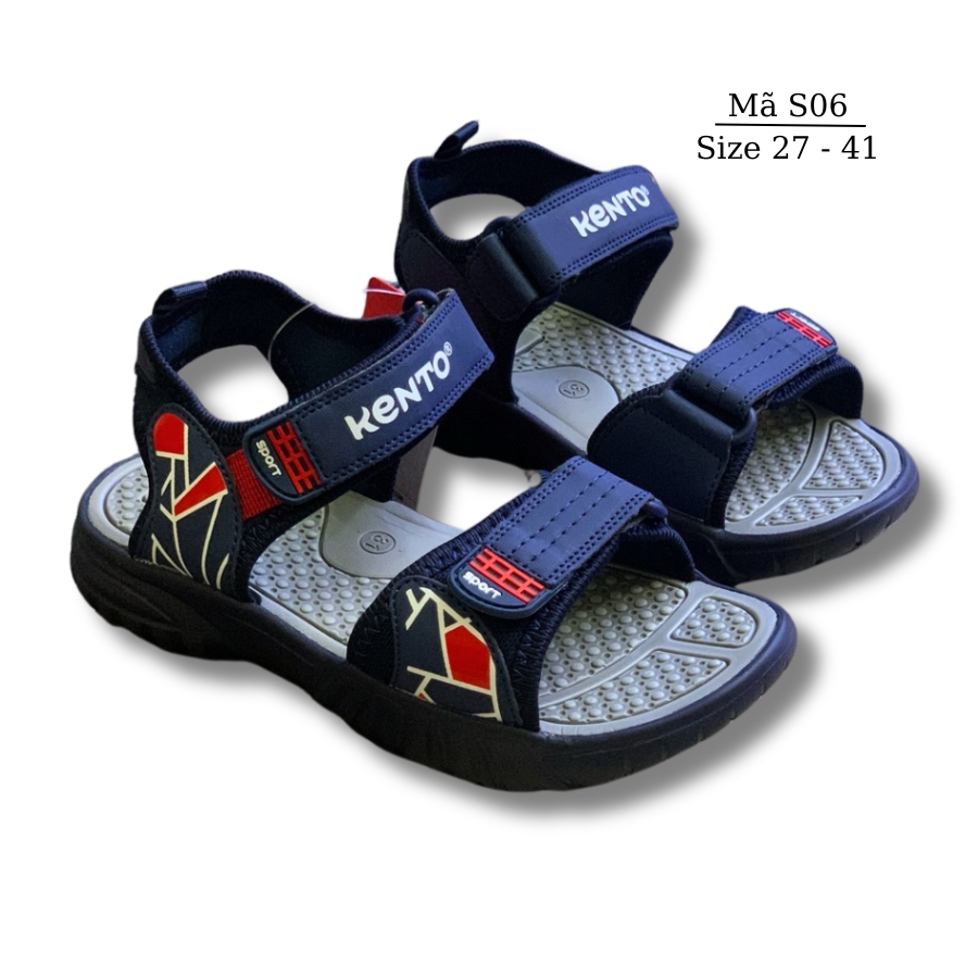 Dép sandal quai hậu bé trai cao cấp KENTO S06 NHÍM SHOP Dép đi học trẻ em siêu nhẹ kháng khuẩn phong cách thể thao năng động 3 - 15 tuổi Xanh Đen Pha Đỏ Thời Trang