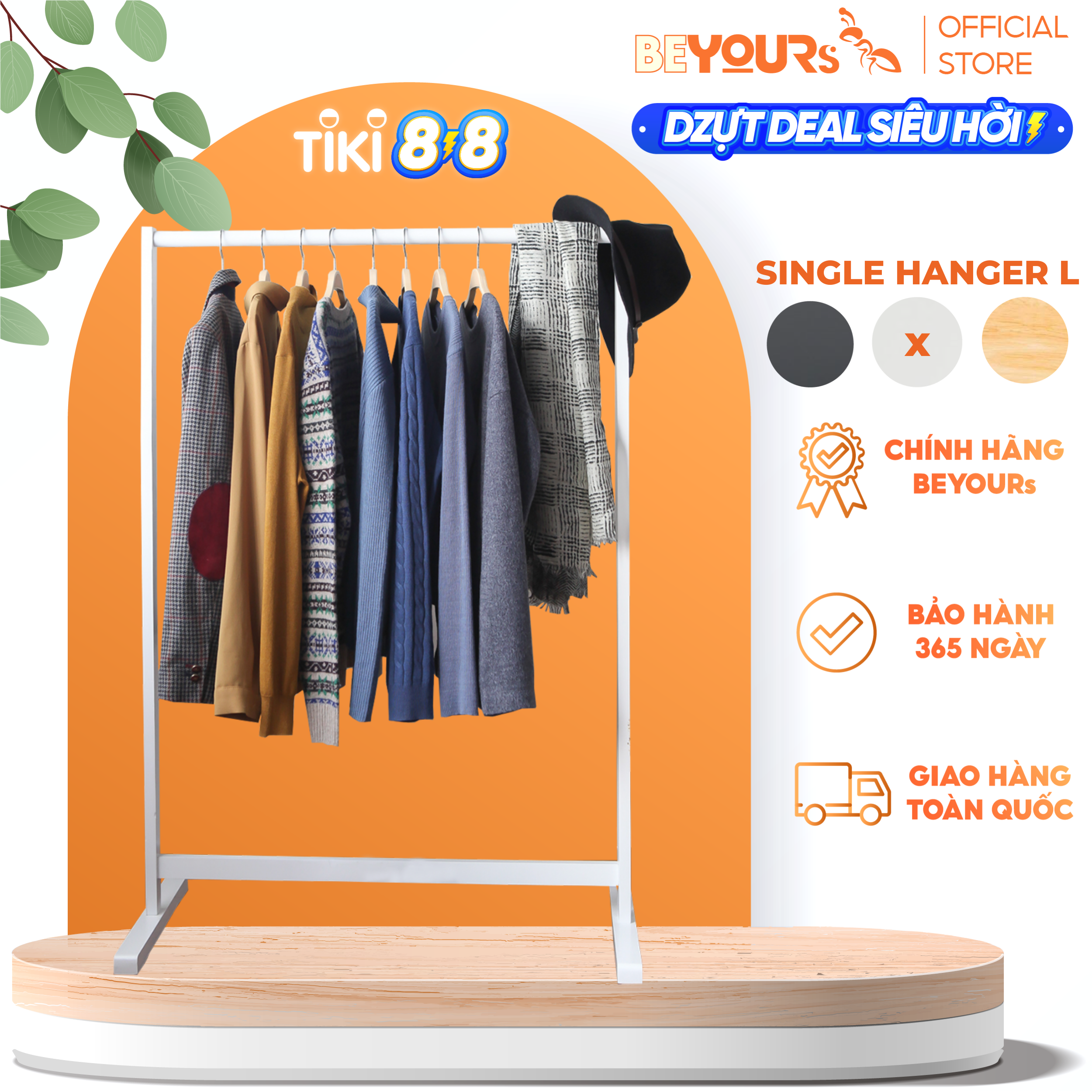 Giá Treo Quần Áo Gỗ Thanh Đơn Single Hanger Size L Nội Thất Kiểu Hàn BEYOURs