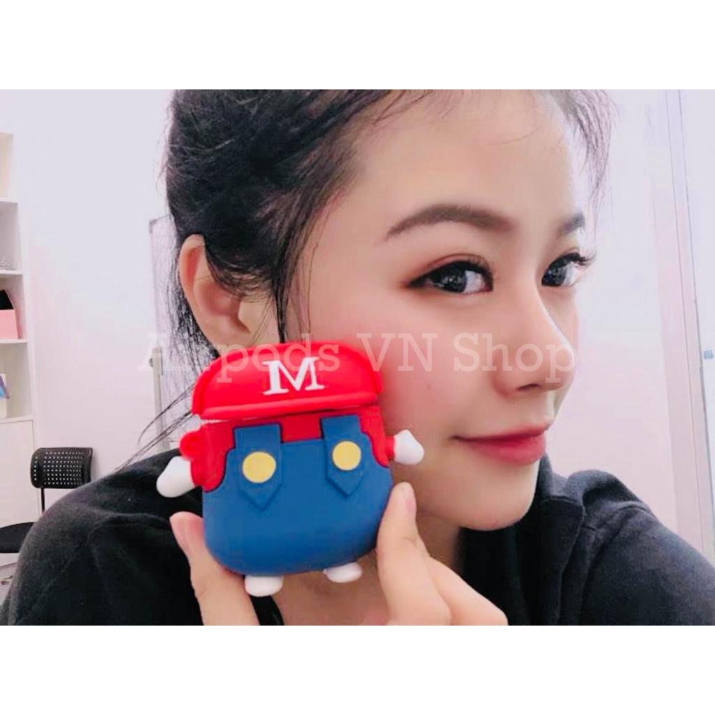 Bao Case Ốp dành cho Airpods 1/2 & Airpods Pro Mario đội nón kute silicon cao cấp