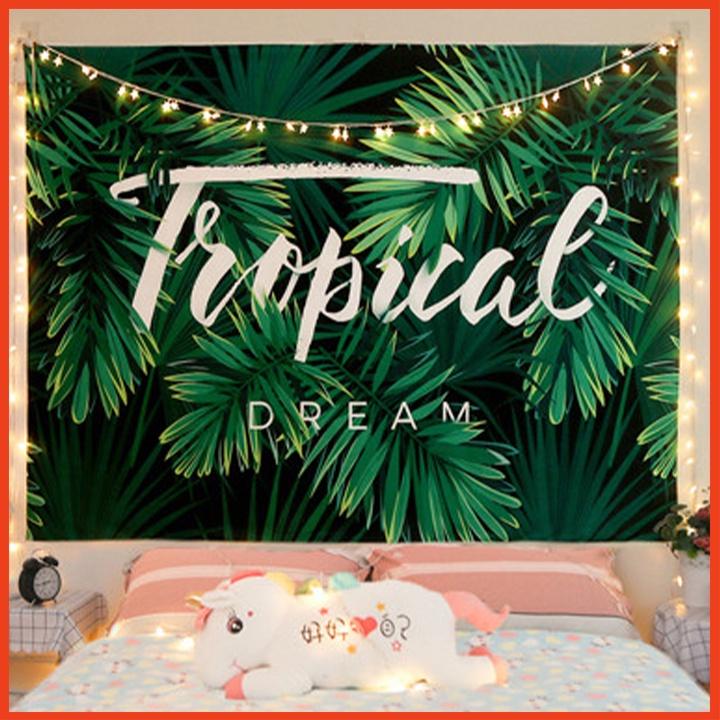 Tranh trang trí - Thảm vải trang trí tường chữ Tropical phong cách thời trang có Tặng kèm đèn nháy và móc treo tiện lợi