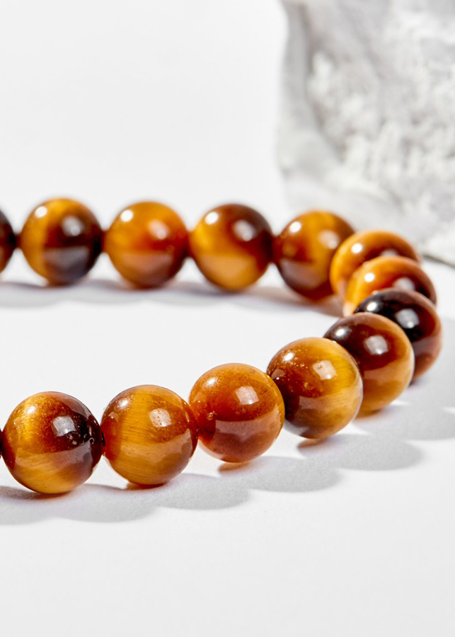 Vòng Tay Phong Thủy Đá Mắt Hổ Vàng Nâu Phối Charm Tuổi Dậu Bạc Mạ Vàng 24K Mệnh Thổ, Kim Ngọc Quý Gemstones