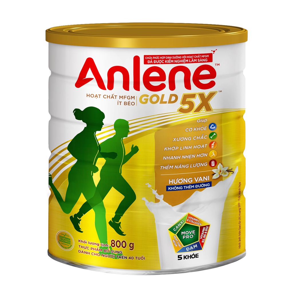 Combo 3 lon Sữa Bột Anlene Gold 5X Hương Vanilla (Hộp Thiếc 800g)