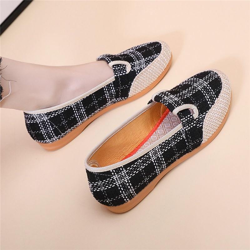 Giày Lười Nữ Vải Canvas Đế Bằng Phong Cách Mới