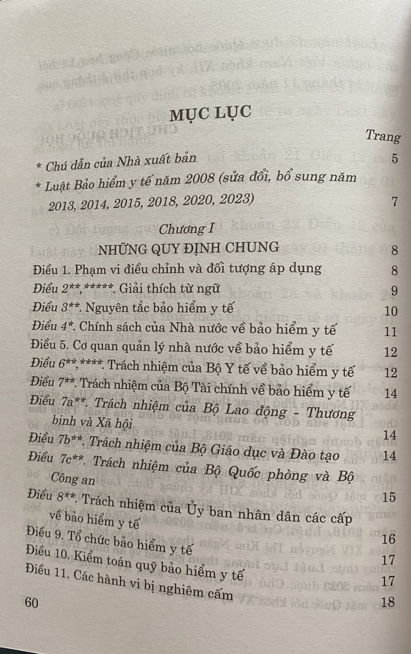 Luật Bảo Hiểm Y Tế Năm 2008 ( Sửa đổi, bổ sung năm 2013, 2014, 2015, 2018, 2020,2023 )