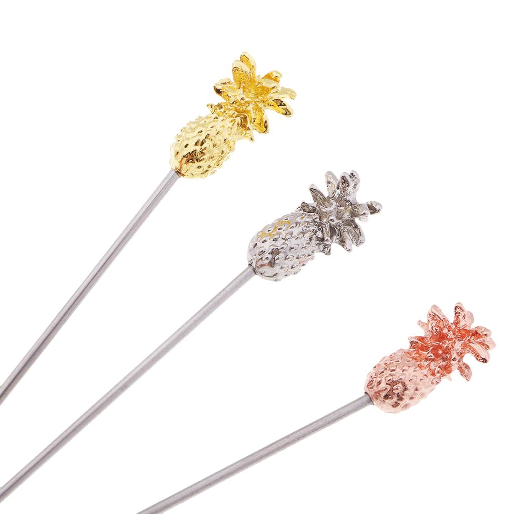 3pcs Stainless Steel Picks Fruits Pin Fruit Cocktail Signs Fruit Fork Wine Tool Bar Ware