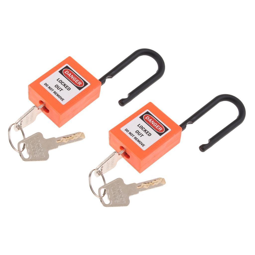 2xSafety Security Lockout Padlock Keyed Different PVC Stainless Steel Orange