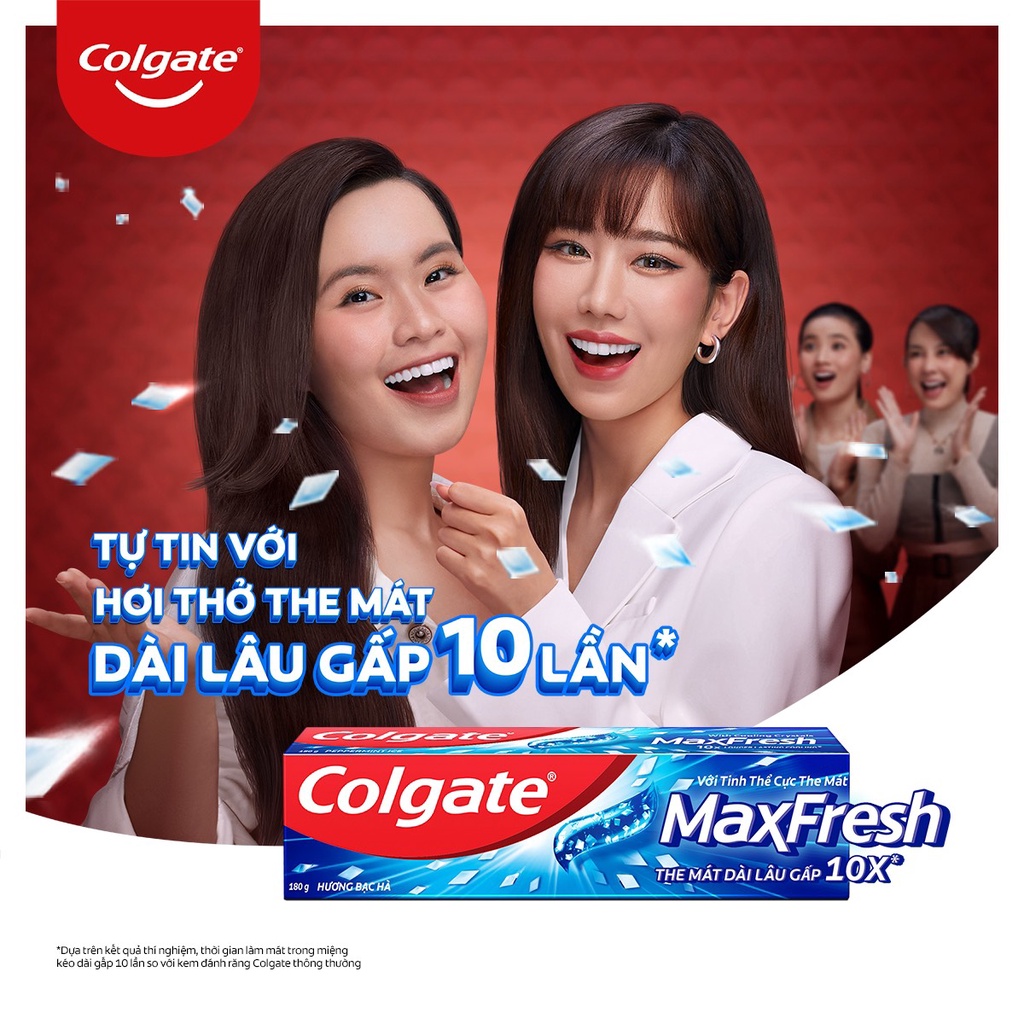 Bộ 4 Kem đánh răng Colgate bạc hà the mát Maxfresh 225g/tuýp tặng bàn chải đánh răng lông mềm