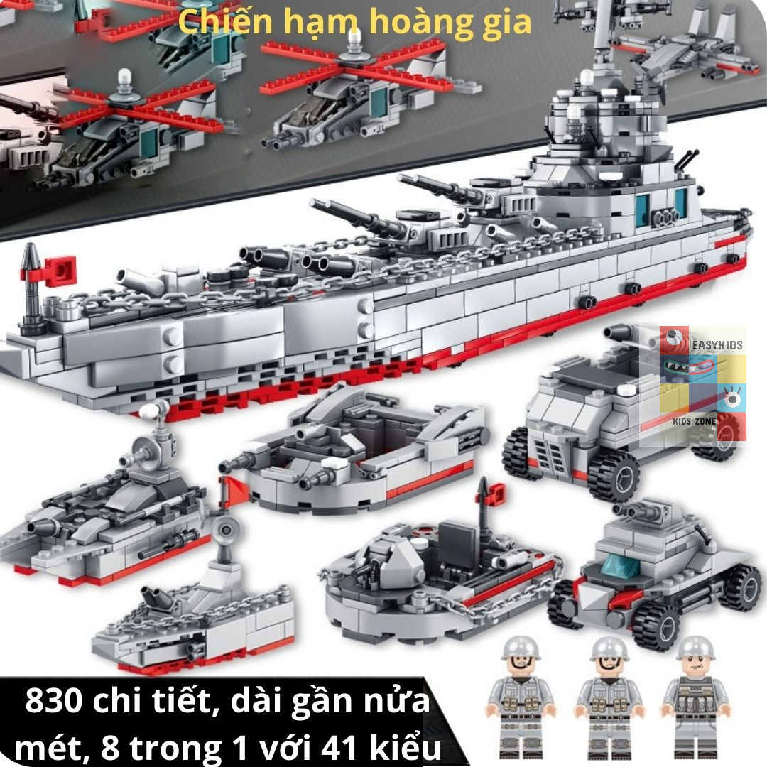 Đồ chơi lắp ghép xếp hình Tàu chiến, xe tăng, xe bọc thép, cảnh sát Giúp trẻ phát triển trí tuệ