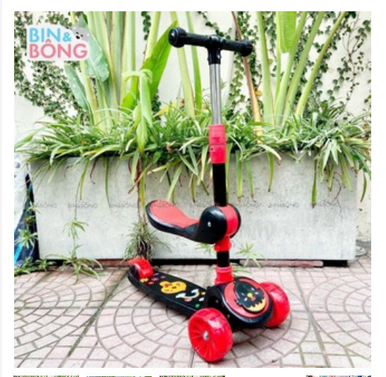 Xe trượt scooter có nhạc có đèn kiêm xe chòi chân 2 trong 1,dễ sử dụng, khả năng chống trượt mạnh