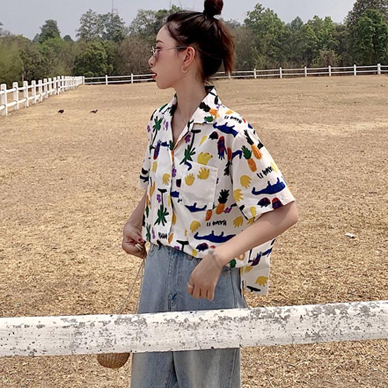 Áo Sơ Mi Tay Ngắn In Họa Tiết Thời Trang Cho Nữ