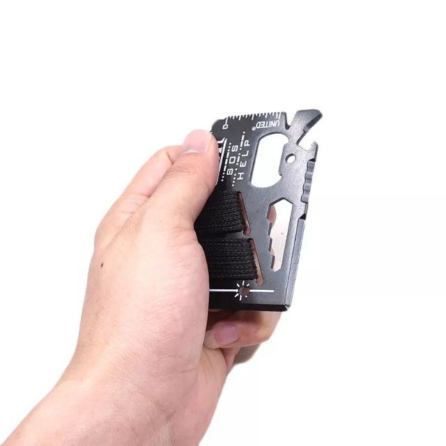 Tấm thép thẻ ATM bỏ túi đa chức năng 14 in 1 Thể Thao Ngoài Trời Cắm Trại Săn Tự Vệ Sinh Tồn dụng cụ EDC