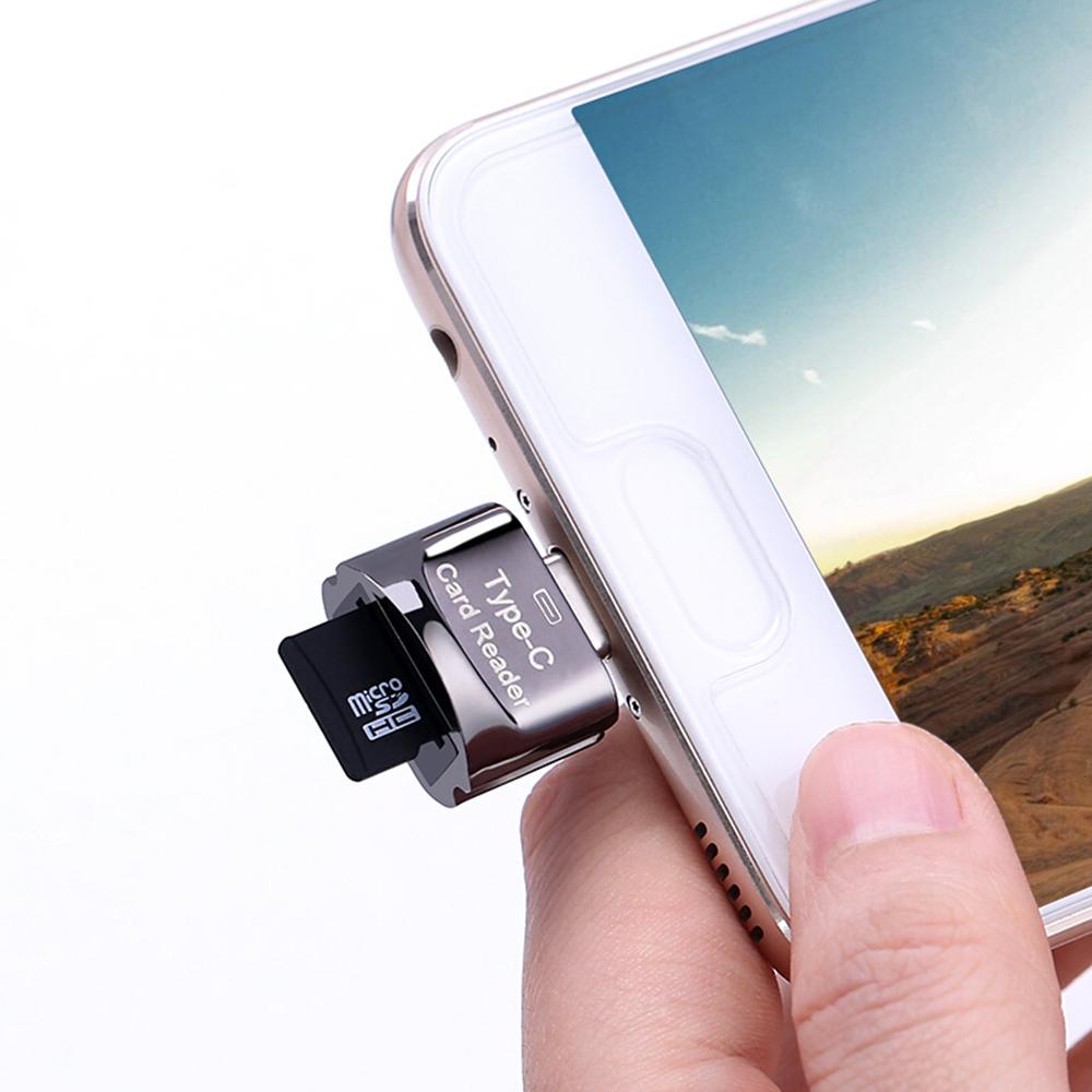 Mini Type-C Card Reader Support USB 3.1 Type-C Port Memory Card Reader for Type-C Port Phone Tablet Laptop Grey