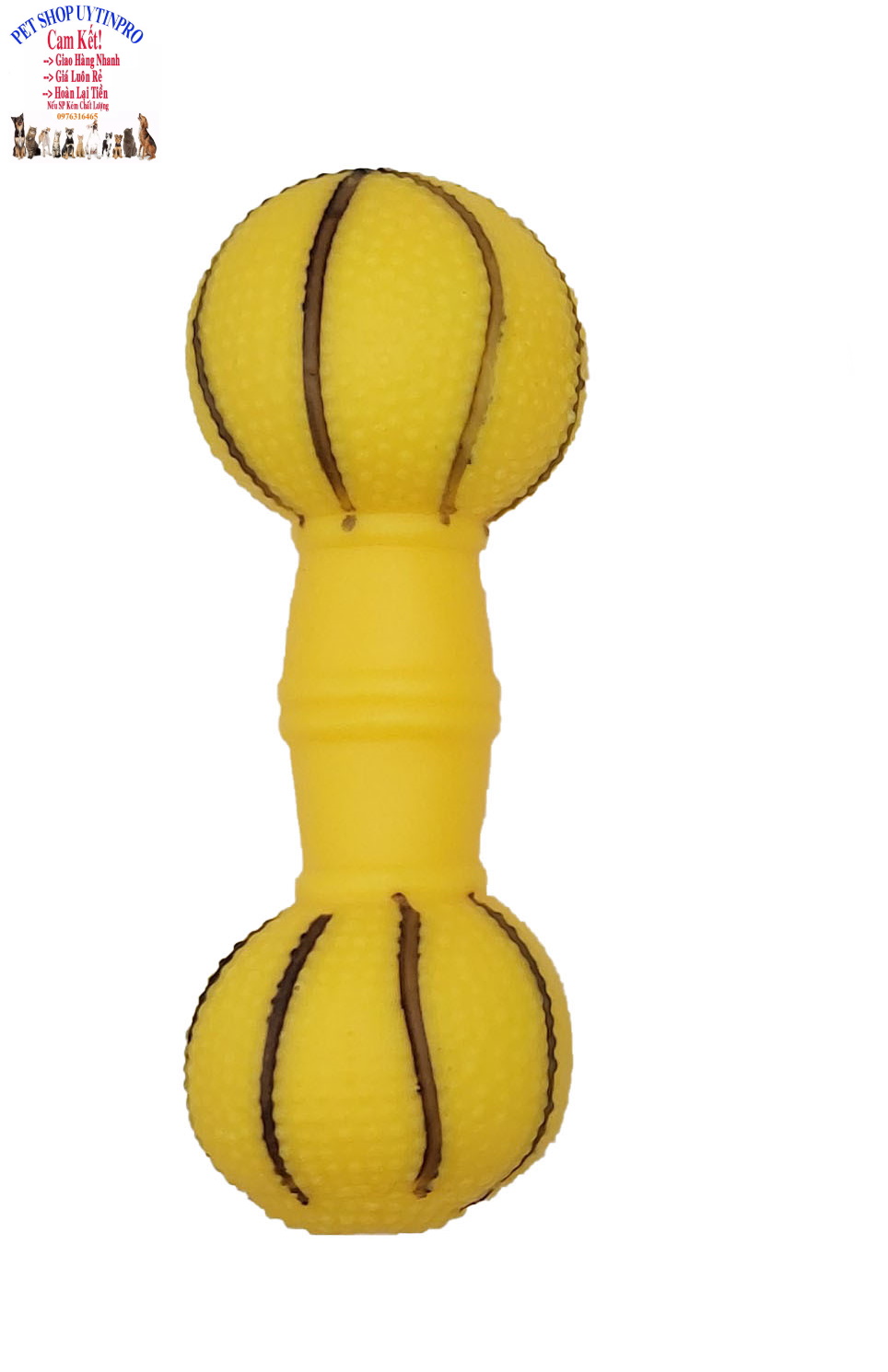 Đồ chơi cho Chó Hình quả tạ Dài 16cm In hình bóng bowling Phát ra tiếng kêu Chất liệu nhựa dẻo, Giúp thú cưng sảng khoái