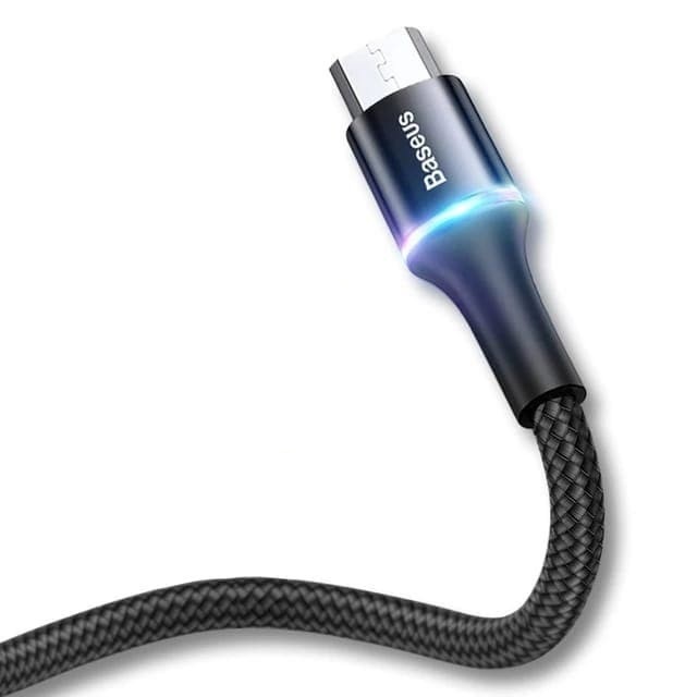 Cáp sạc nhanh Baseus Micro dây dù siêu bền tích hợp đèn Led thông minh cho Android - Hàng chính hãng