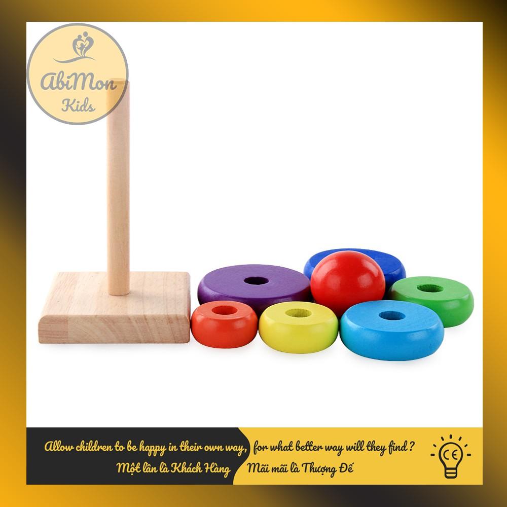Bộ Xếp Tháp Cầu Vồng Bằng Gỗ Cho Bé ️ Montessori cao cấp