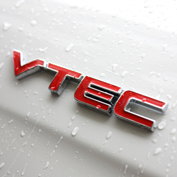 Decal tem chữ inox VTEC dán đuôi xe ô tô