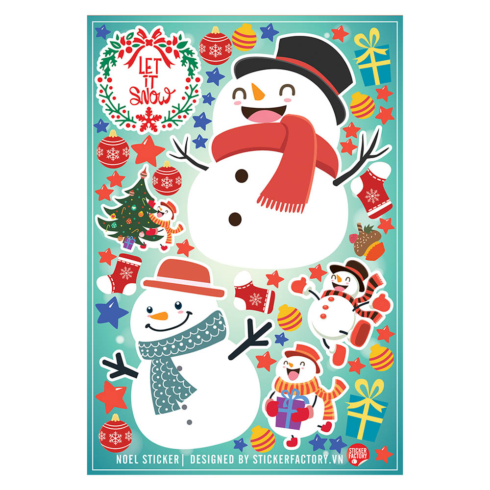 LET IT SNOW - Sticker decal hình dán trang trí theo mùa Noel Giáng Sinh