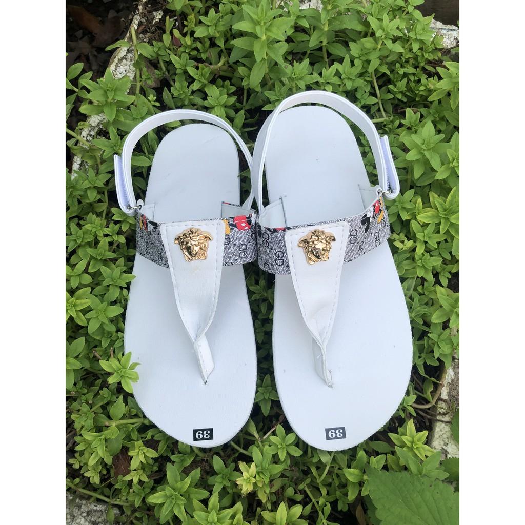 dép sandal nữ sandal đồng nai ( đế trắng quai hậu micky xám phối trắng ) size từ 34 đến 41 nữ khác size ib chọn thêm