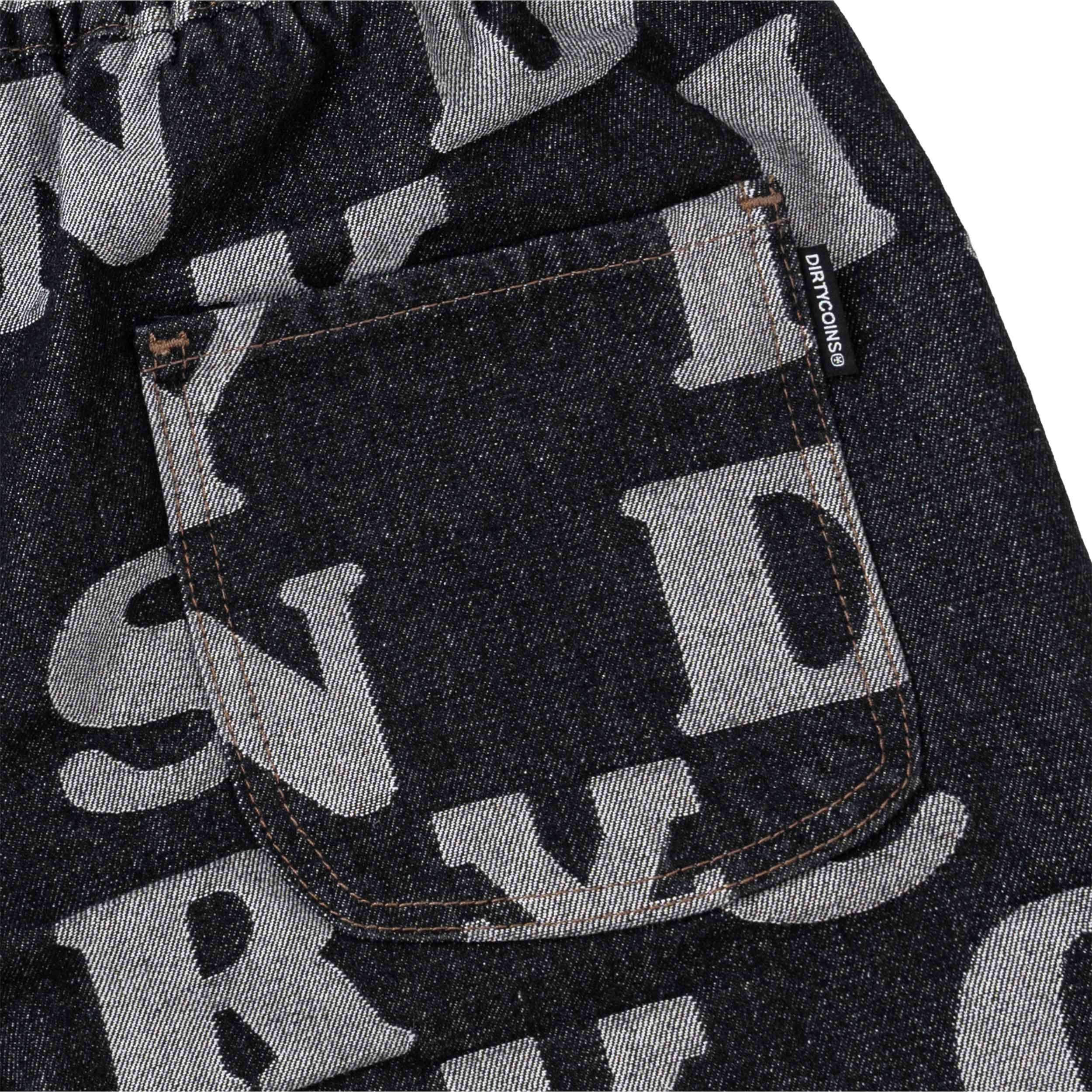 Áo Thun DirtyCoins Letters Monogram Denim Short - Black