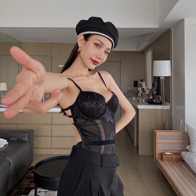 Mới Ren Body Đẩy Lên Bộ Áo Ngực Nữ Hoa Cổ Điển Thêu Bodycon Quần Lót Plus Kích Thước Đồ Ngủ Onesies
