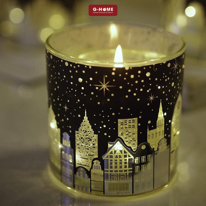 Cốc nến gắn đèn cảm ứng Ghome nến sáp đậu nành tinh dầu thiên nhiên, nến thơm decor nhà giáng sinh NEN22 M1